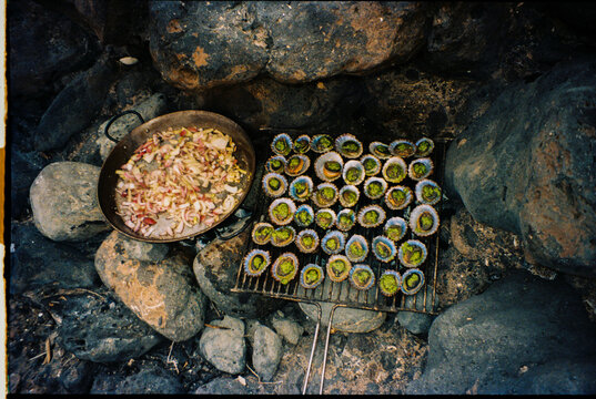 Cooking Shellfish and Fish Broth Over an Impromptu Fire on the Stones