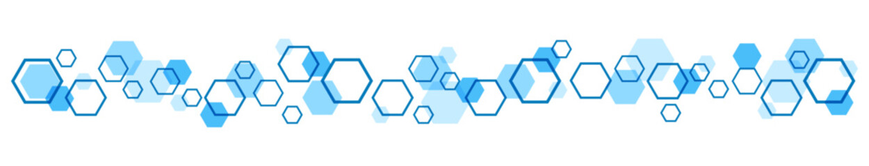Blue hexagon divider border banner web business technology decoration illustration vector