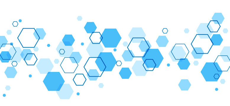 Abstract blue hexagon molecule shape business technology border illustration vector