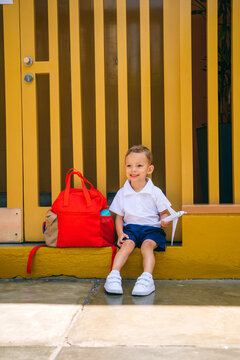 Little kid with school uniform