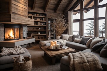 Cozy Chalet Living Room Ideas: Wood Plank Ceiling & Cabin-Inspired Decor Showcase