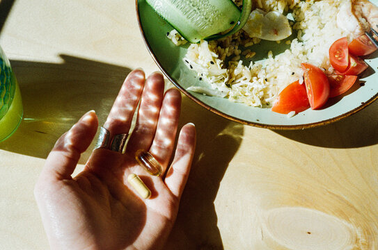 Take supplements / vitamins with food for health support 