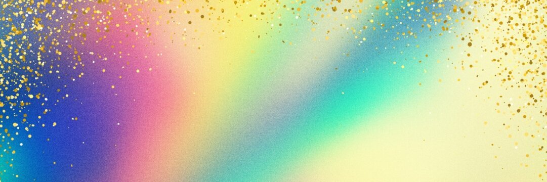 Rainbow colorful background with Gold Glitters texture gradient pastel fantasy design aesthetic wallpaper cool holographic style