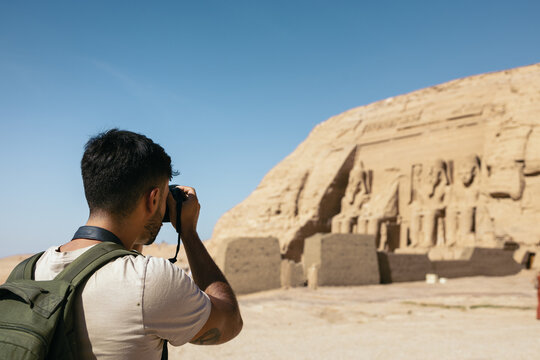 Photographer at the Temple of Abu Simbel, Egypt.