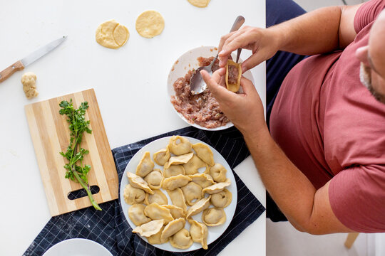 cooking meat dumplings