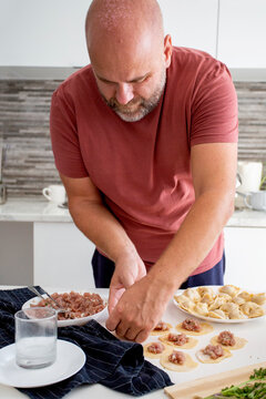 cooking meat dumplings