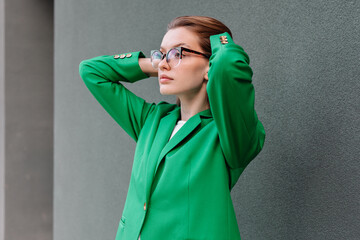 Stylish woman in eyeglasses. Business concept