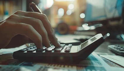 a man calculates taxes using a calculator, bankrupt, loss
