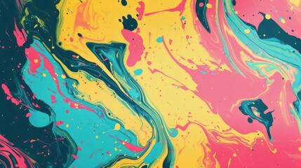 Fototapeta na wymiar Abstract splash paint background with vibrant colors and retro feel