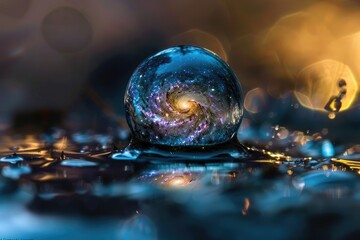 A galaxy hidden inside a water droplet