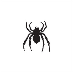 Vector black silhouette of hairy and deformed spider can be used as graphic design 