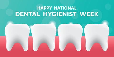 National Dental Health Week. Luminous teeth. perfect for cards, banners, posters, social media and more. Easy blue background.  - obrazy, fototapety, plakaty