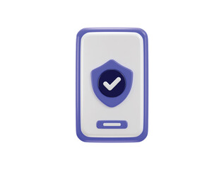 phone with security shield icon symbol of data protection internet security icon 3d rendering vector illustration