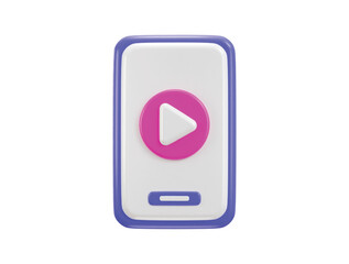 smart phone with multimedia video play icon 3d rendering vector illustration