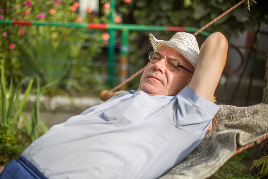 relaxing olderly man