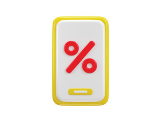 Phone with discount percentage icon 3d rendering vector illustration