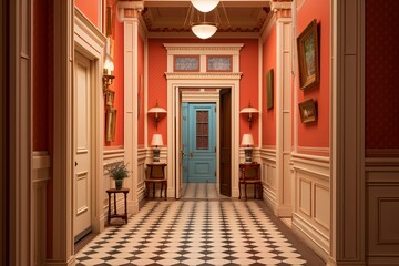 Fototapeta na wymiar Victorian Heritage Hallway Concepts: Historical Accuracy with Period-Appropriate Paint Colors