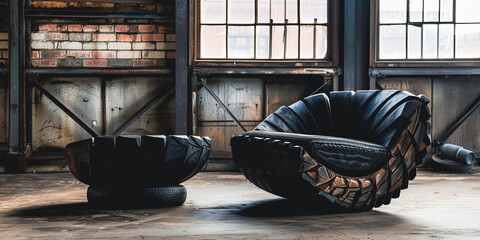 Revamping Spaces: Eco-Friendly Industrial Tire Chairs for Stylish Indoor Decor! ♻️🪑🏢