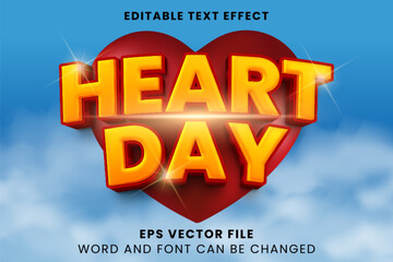 Heart day 3d editable vector text effect