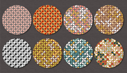 retro pop geometric abstract metaball  seamless pattern assorted set, vector graphic resources, 