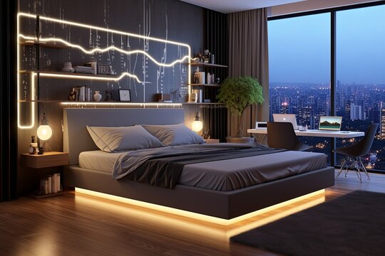 Smart Ambience: High-Tech Bedroom Lighting - Adjustable Brightness Concepts