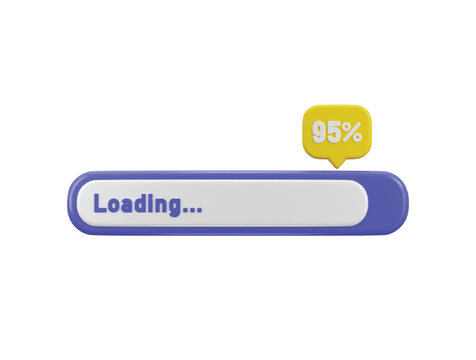 95 percent progress of loading bar icon 3d rendering vector illustration