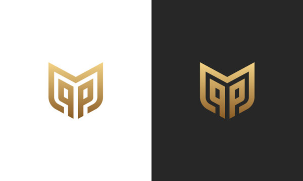 Monogram p m pm mp pmp ppm logo template for security guard guardian outsourcing bussines