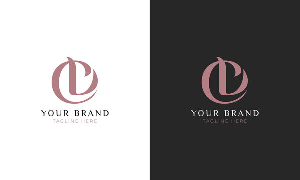 Monogram logo c l cl lc minimal luxury circle logo template for gym fashion beauty man event organizer wedding rosegold color