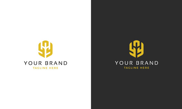 Monogram y n yn yny yyn nyy logo with shield shape for security guard bussines