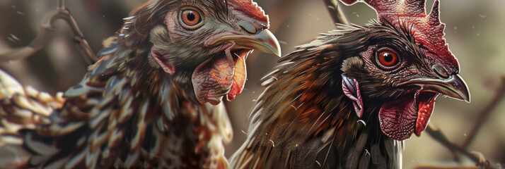 close up of chickens, generative AI - obrazy, fototapety, plakaty