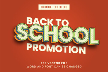 Back to school promotion 3d editable vector text effect