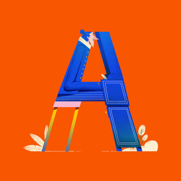 A Modern Take on the Letter A: An Illustration of a Man at His Desk