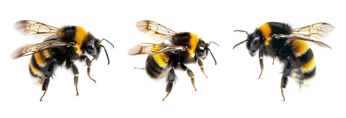 flying bumblebee on transparent background