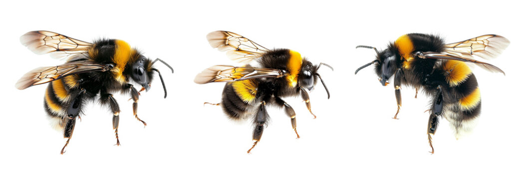 flying bumblebee on transparent background