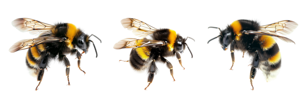 flying bumblebee on transparent background