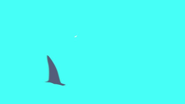 A simple cartoon animation of a Shark making a circle on a blue screen. The concept of playing and circling around the victim. Dance of the Predator in 4K with alpha channel.