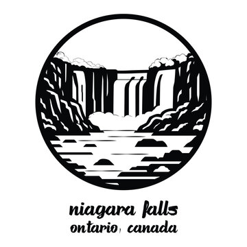 Circle Icon Niagara Falls Canada. Vector illustration