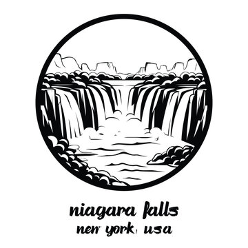 Circle Icon Niagara Falls America. Vector illustration