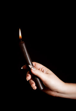 Black Candlestick with Flame 