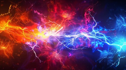 Electric energy flow with dynamic colors and bright light effects