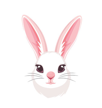 a white rabbit's face with a pink nose