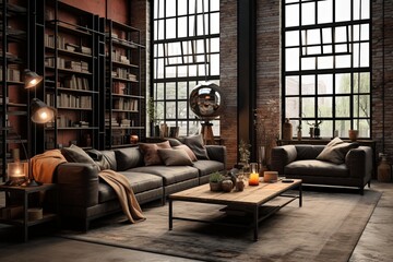 Throw Pillow Perfection: Industrial Chic Loft Living Room Ideas for Comfort and Style
