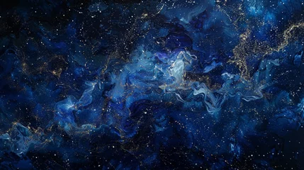 Fotobehang Midnight indigo and cosmic silver, deep space exploration © furyon