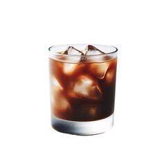 A glass of iced coffee isolated on a white background, PNG