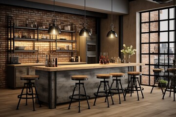 Industrial-Chic Kitchen Concepts: Stylish Pendant Light and Bar Stools Glamour