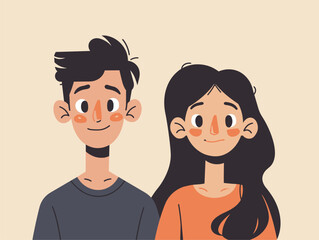 A man and a woman, standing together, sharing a happy smile and gesture