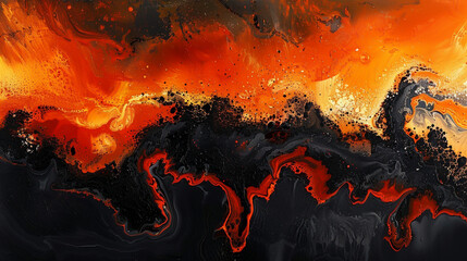 Incorporate fiery colors and textures to evoke the intense heat of molten lava