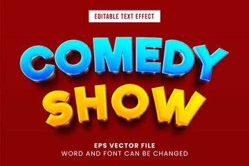 Comedy show 3d editable text effect. Entertainment performance text style - obrazy, fototapety, plakaty
