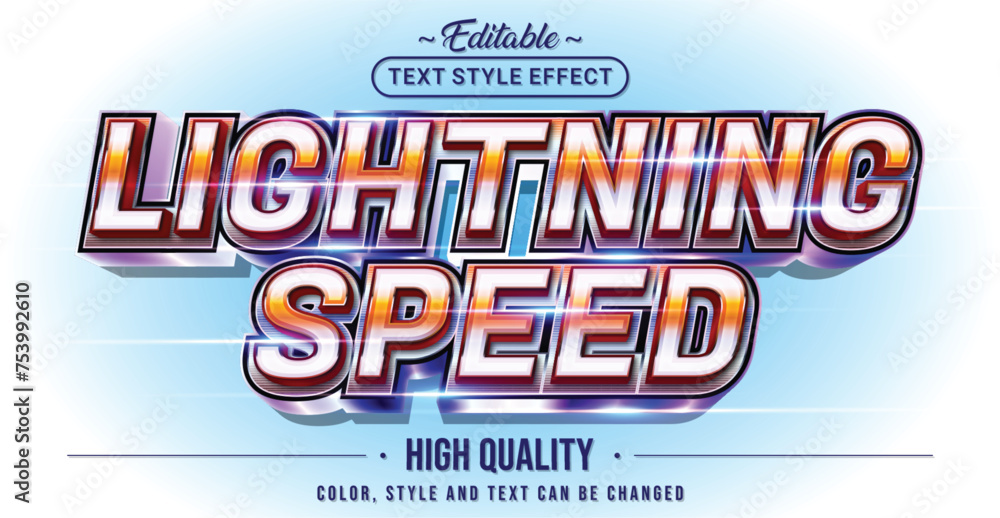 Leinwandbilder Editable text style effect - Lightning Speed text style theme.
