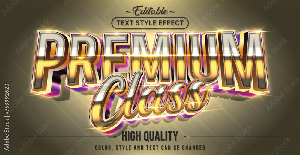 Fototapete Editable text style effect - Premium Class text style theme.
